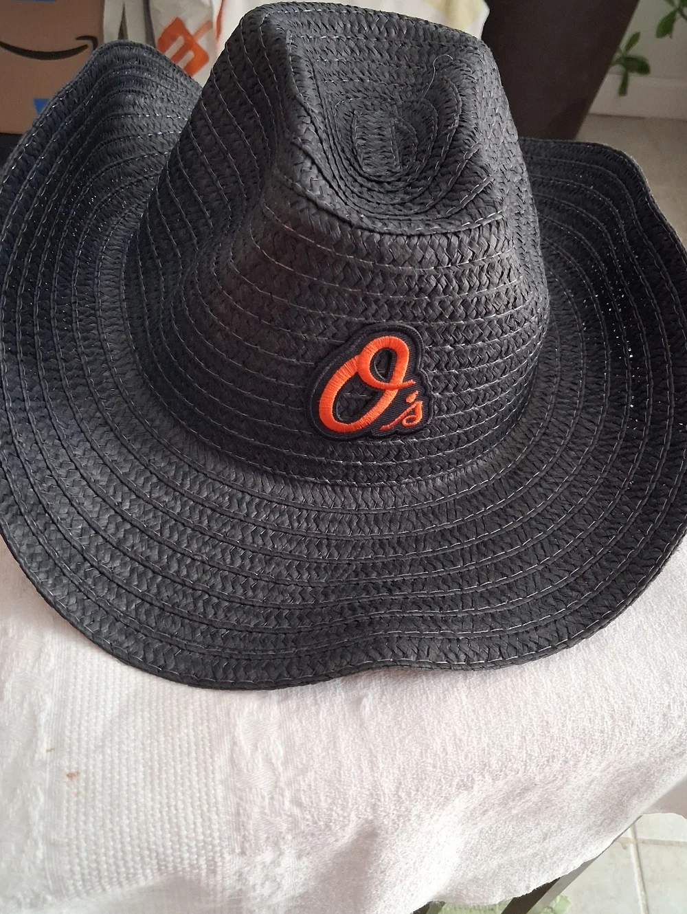Baltimore Orioles  Black Straw Fedora Hat  Orange O's Logo Unisex Accessories